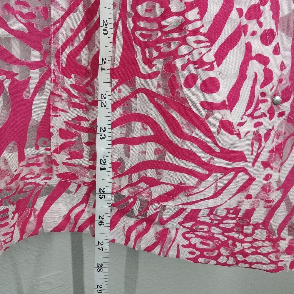 CHICO’S Pink White Mesh Tiger Print Jacket Women Size XL Chicos 4 - Picture 6 of 6